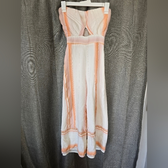 Amanda Uprichard Christie Striped Halter Jumpsuit Size Small Keyhole Front - Picture 2 of 9